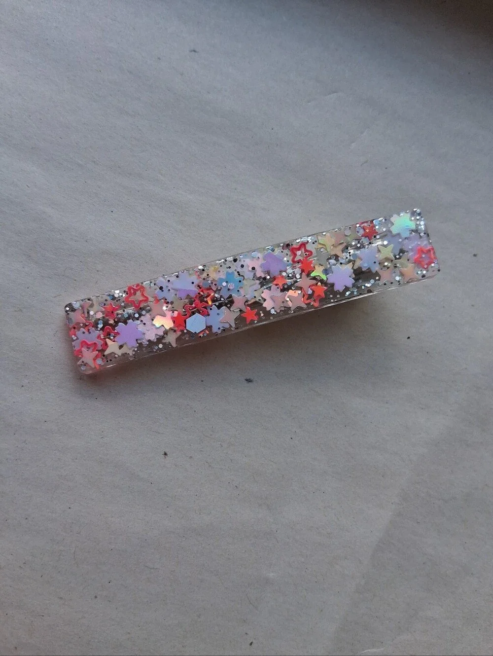 5/$25 Hand Crafted Multicolor Star Glitter Resin Bar Clip